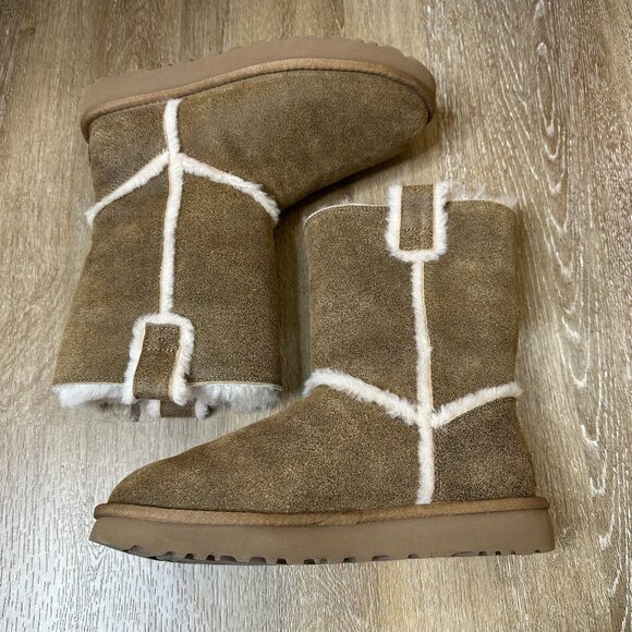 Ugg Classic Short Spill Seam Bomber Boots Chestnut 7